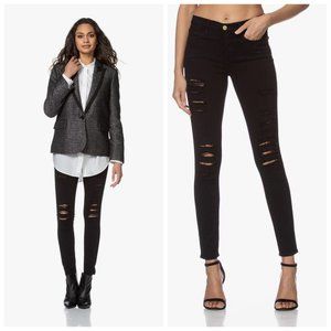 FRAME Le Skinny de  Jeanne Black Distressed Modern Skinny Jeans